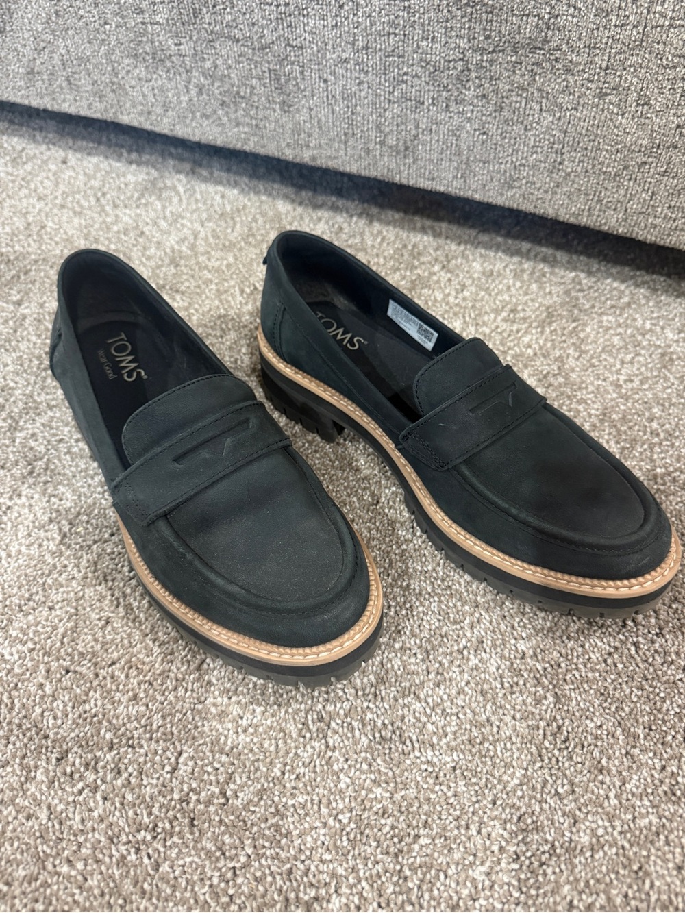 TOMS Women Black Penny Loafers